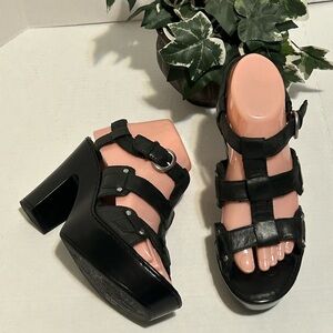 Born Black Chunky Heel Sandals